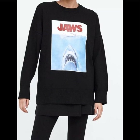 Zara Knit Jaws Movie Graphic Oversized 